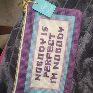 Two's Company Purple Needlepoint Clutch